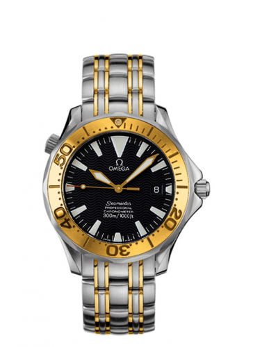 Omega Seamaster Diver 300M Automatic 36.25 Stainless Steel Yellow Gold Black Bracelet