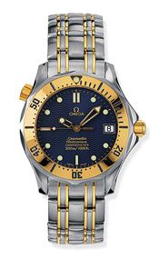 Omega Seamaster Diver 300M Automatic 36.25 Stainless Steel Yellow Gold Blue Bracelet