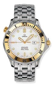 Omega Seamaster Diver 300M Quartz 41 Stainless Steel Yellow Gold White Bracelet