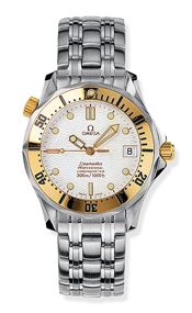 Omega Seamaster Diver 300M Automatic 36.25 Stainless Steel Yellow Gold White Bracelet