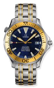 Omega Seamaster Diver 300M Automatic 41 Stainless Steel Yellow Gold Blue Bracelet