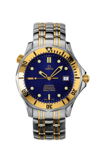 Omega Seamaster Diver 300M Automatic 41 Stainless Steel Yellow Gold Blue Bracelet