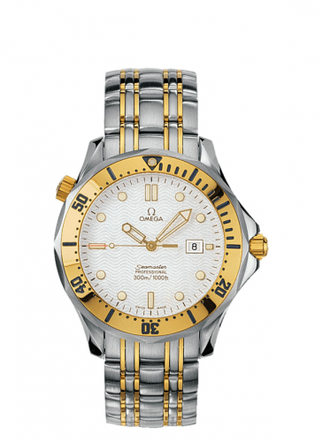 Omega Seamaster Diver 300M Quartz 41 Stainless Steel Yellow Gold White Bracelet