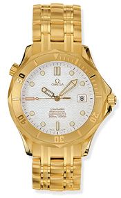 Omega Seamaster Diver 300M Automatic 41 Yellow Gold White Bracelet