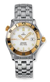 Omega Seamaster Diver 300M Quartz 36.25 Stainless Steel Yellow Gold White Bracelet