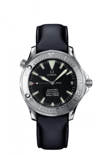 Omega Seamaster Diver 300M Automatic 36.25 Stainless Steel White Gold Black Leather