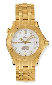Omega Seamaster Diver 300M Automatic 36.25 Yellow Gold White Bracelet