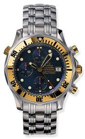 Omega Seamaster Diver 300M Automatic 41.5 Chronograph Stainless Steel Yellow Gold Blue Bracelet