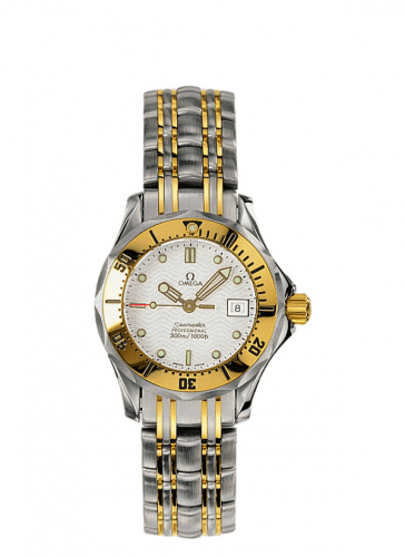 Omega Seamaster Diver 300M Quartz 28 Stainless Steel Yellow Gold White Bracelet
