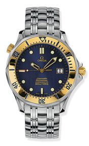 Omega Seamaster Diver 300M Automatic 41 Stainless Steel Yellow Gold Blue Bracelet