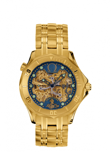 Omega Seamaster Diver 300M Automatic 41 Yellow Gold Skeleton Bracelet 50th Anniversary