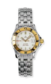 Omega Seamaster Diver 300M Quartz 28 Stainless Steel Yellow Gold White Bracelet