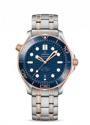 Omega Seamaster Diver 300M Master Co-Axial 42 Stainless Steel Sedna Gold Blue Bracelet