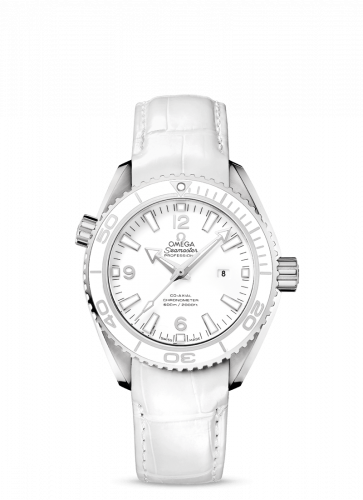 Omega Seamaster Planet Ocean 600M Co-Axial 37.5 Stainless Steel White Alligator