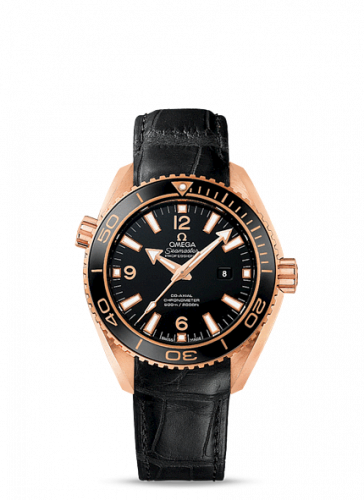 Omega Seamaster Planet Ocean 600M Co-Axial 37.5 Red Gold Black Alligator