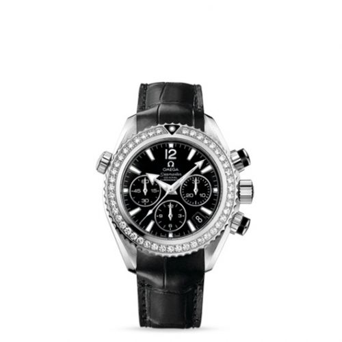 Omega Seamaster Planet Ocean 600M Co-Axial 37.5 Chronograph Stainless Steel Diamond Black Alligator