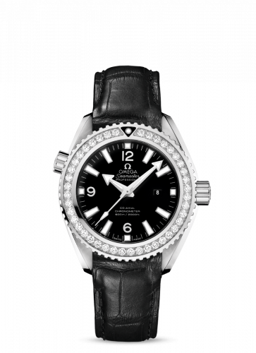 Omega Seamaster Planet Ocean 600M Co-Axial 37.5 Stainless Steel Diamond Black Alligator