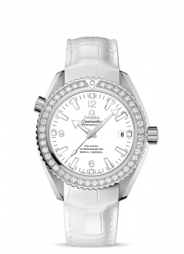 Omega Seamaster Planet Ocean 600M Co-Axial 42 Stainless Steel Diamond White Alligator