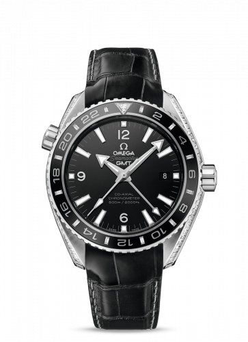 Omega Seamaster Planet Ocean 600M Co-Axial 43.5 GMT Platinum Diamond Black Alligator