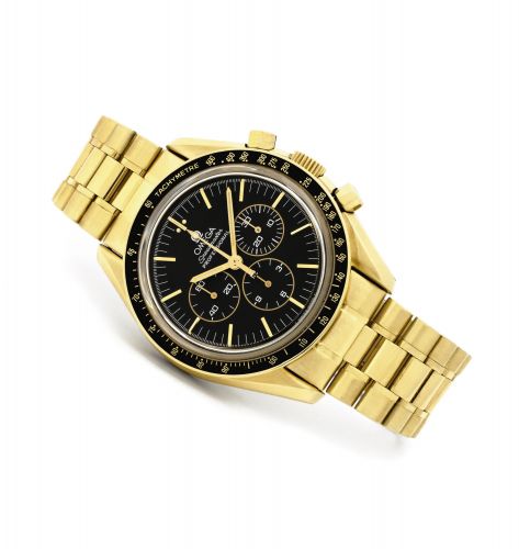 Omega Speedmaster Professional Moonwatch Yellow Gold Black Bracelet Jubilee Chronometer