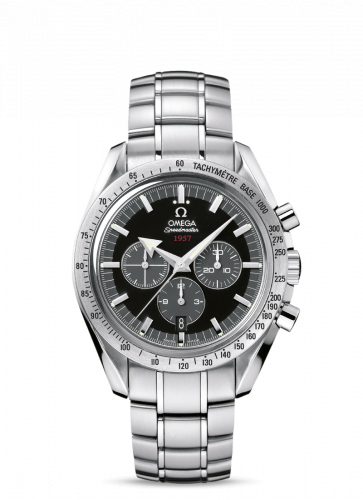 Omega Speedmaster Broad Arrow 1957 Stainless Steel Black Bracelet