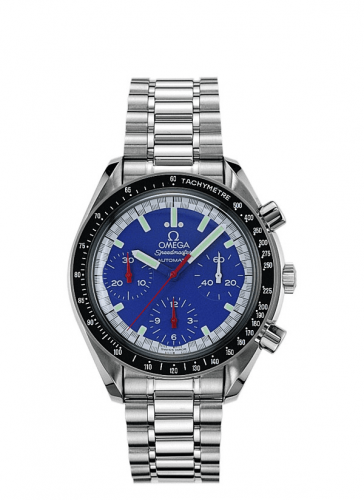 Omega Speedmaster Reduced Stainless Steel Blue Bracelet Schumacher