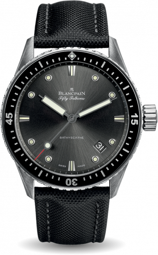 Blancpain Fifty Fathoms Bathyscaphe Stainless Steel Grey Black Canvas