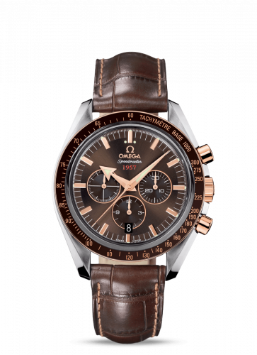 Omega Speedmaster Broad Arrow 1957 Stainless Steel Red Gold Brown