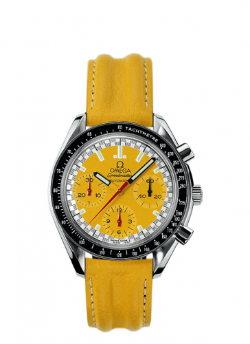 Omega Speedmaster Reduced Stainless Steel Yellow Strap Schumacher