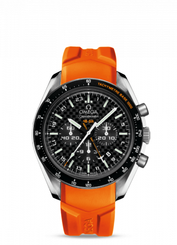 Omega Speedmaster HB-SIA Co-Axial GMT Titanium Black Carbon Orange Rubber