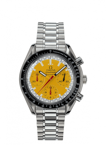 Omega Speedmaster Reduced Stainless Steel Yellow Bracelet Schumacher