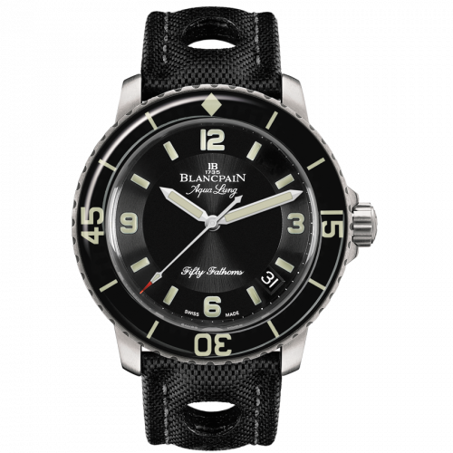 Blancpain Fifty Fathoms Tribute to Fifty Fathoms Aqua Lung Stainless Steel Black Black Canvas