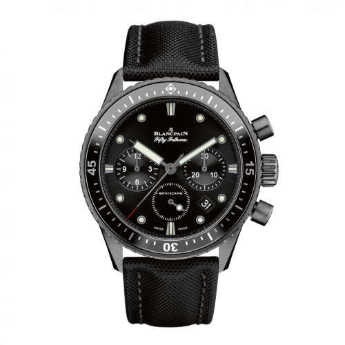 Blancpain Fifty Fathoms Bathyscaphe Flyback Chronograph Black Ceramic Black Black Canvas