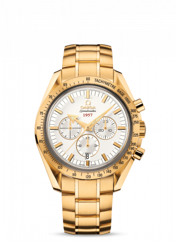 Omega Speedmaster Broad Arrow 1957 Yellow Gold Silver Bracelet