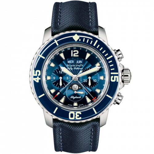 Blancpain Fifty Fathoms Chronographe Flyback Quantieme Complet Stainless Steel Blue Blue Canvas