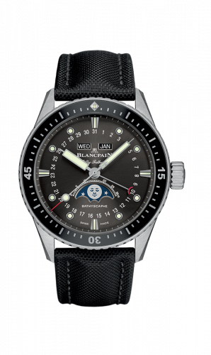 Blancpain Fifty Fathoms Bathygraphe Quantième Complet Black Grey Black Canvas