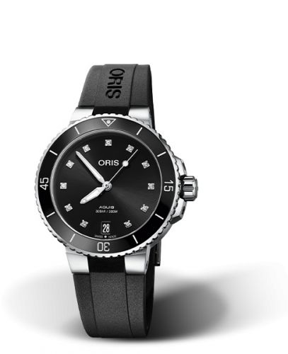 Oris Aquis Date 36.5 Stainless Steel Black - Diamond Rubber