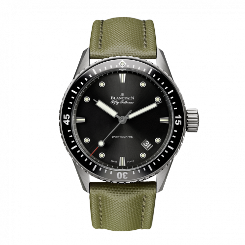 Blancpain Fifty Fathoms Bathyscaphe Titanium Black Sand Canvas