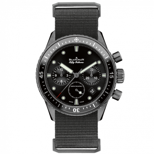 Blancpain Fifty Fathoms Bathyscaphe Flyback Chronograph Black Ceramic Black Black Nato
