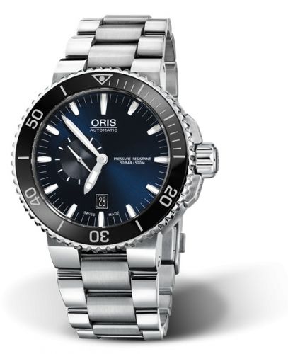 Oris Aquis Small Seconds Date 46 Stainless Steel Blue Bracelet