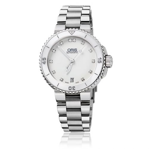 Oris Aquis Date 36 Stainless Steel White - Diamond Bracelet