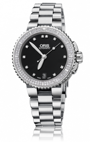 Oris Aquis Date Diamonds 36 Stainless Steel Black - Diamond Bracelet