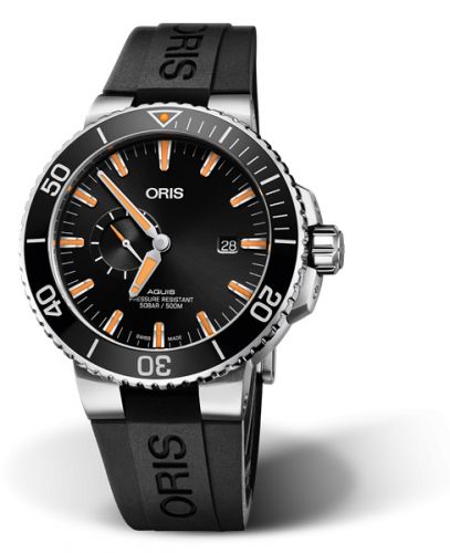 Oris Aquis Small Seconds Date 45.5 Stainless Steel Black Rubber