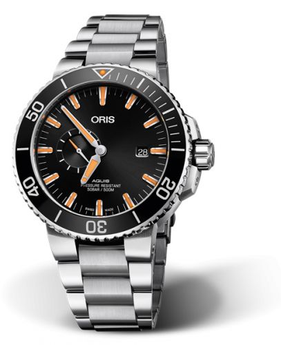 Oris Aquis Small Seconds Date 45.5 Stainless Steel Black Bracelet