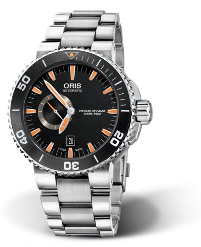 Oris Aquis Small Seconds Date 46 Stainless Steel Black Bracelet