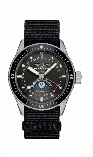 Blancpain Fifty Fathoms Bathygraphe Quantième Complet Black Grey Black NATO
