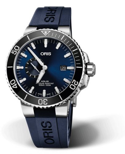 Oris Aquis Small Seconds Date 45.5 Stainless Steel Blue Rubber