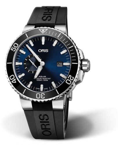 Oris Aquis Small Seconds Date 45.5 Stainless Steel Blue Rubber
