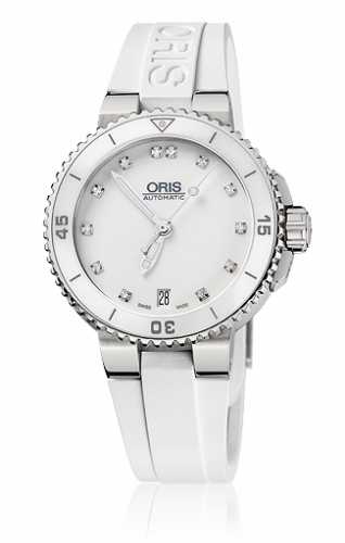 Oris Aquis Date 36 Stainless Steel White - Diamond Rubber