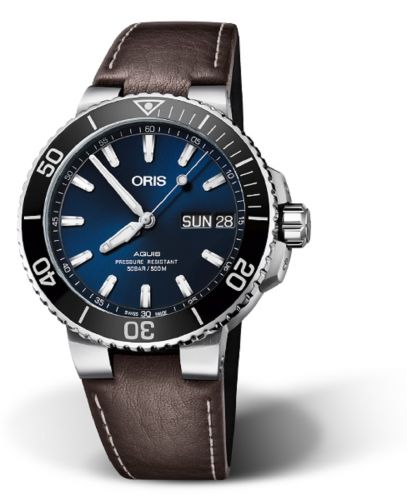 Oris Aquis Big Day Date 45.5 Stainless Steel Blue Calf